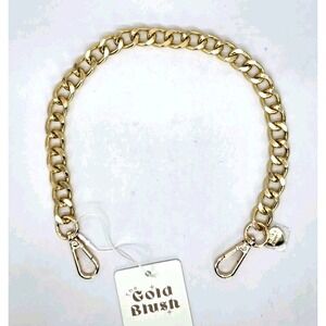 Gold Blush Bag Chain Chunky Gold Tone Links Heart Charm Aluminum 18" NWT